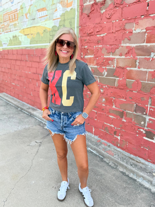 KC Distressed Crop Tee